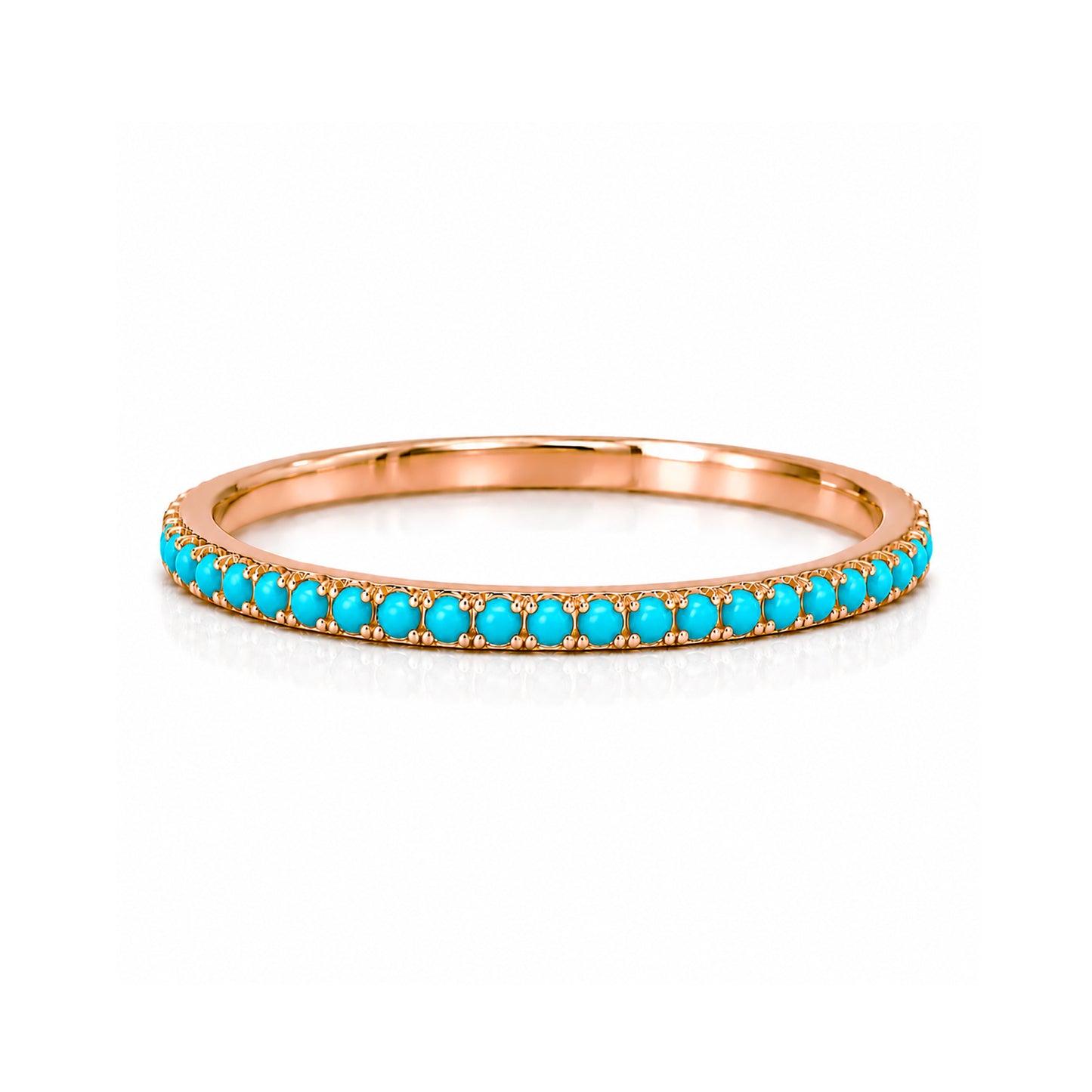 14K Gold Micro Pavé Turquoise Gemstone Full Eternity Band