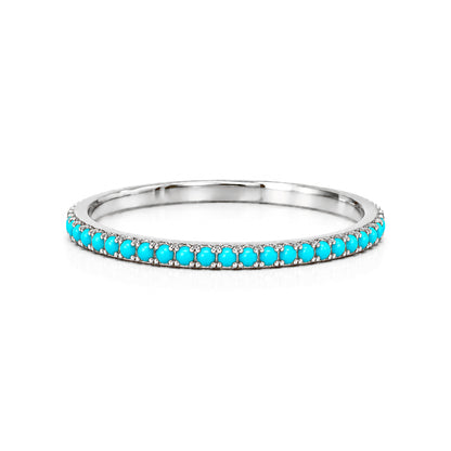 14K Gold Micro Pavé Turquoise Gemstone Full Eternity Band