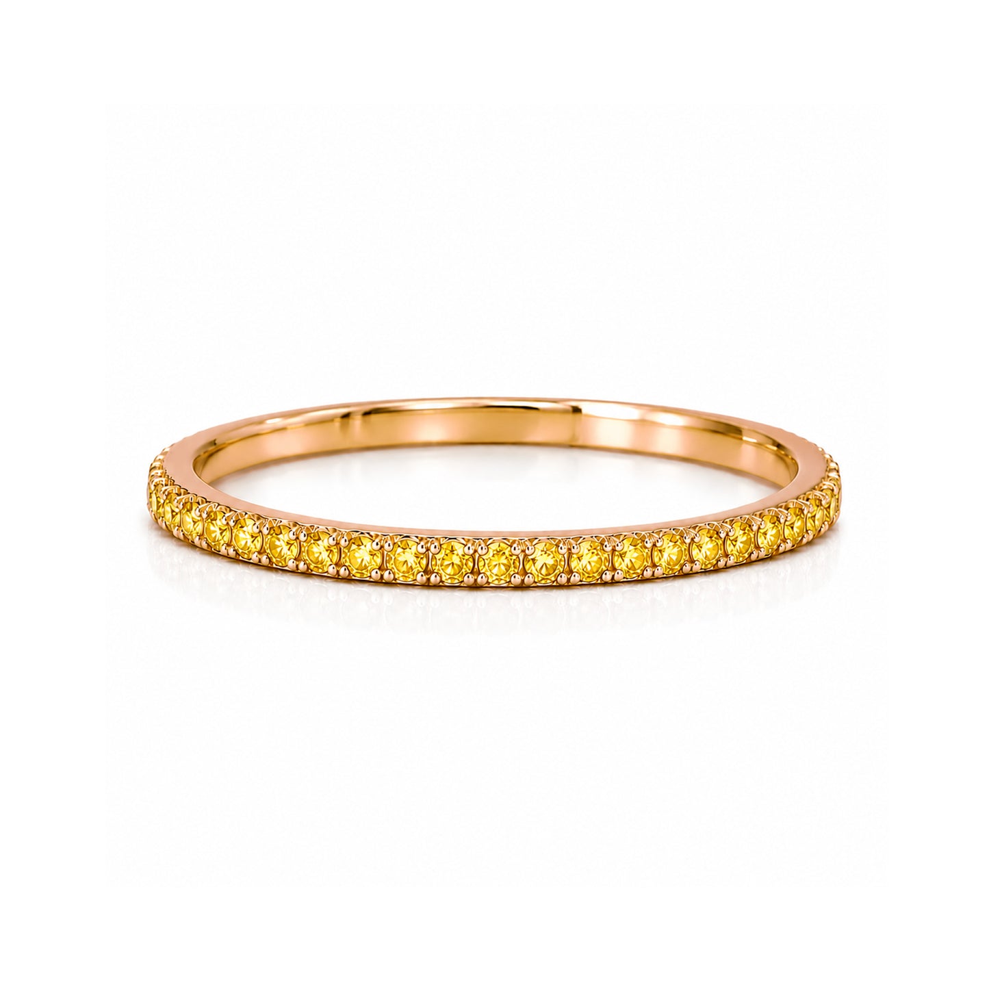 14K Gold Micro Pavé Yellow Sapphire Gemstone Full Eternity Band