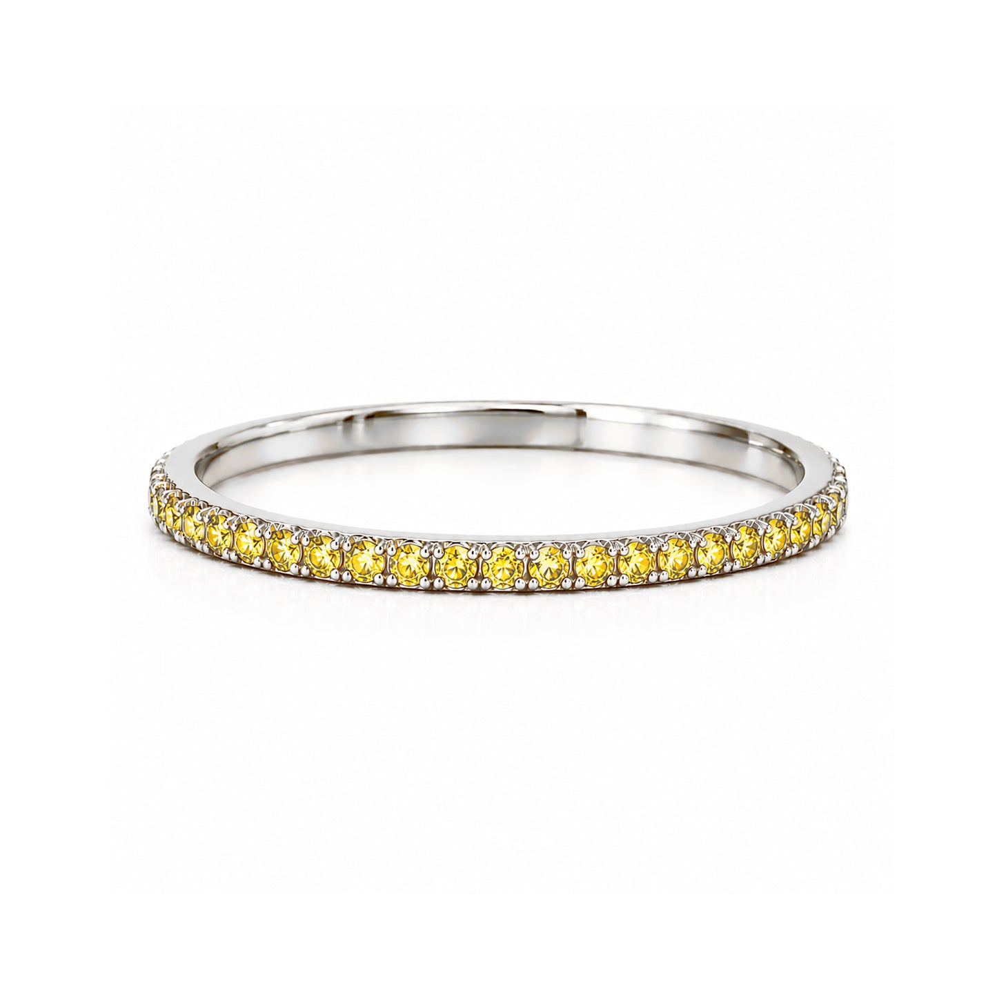 14K Gold Micro Pavé Yellow Sapphire Gemstone Full Eternity Band