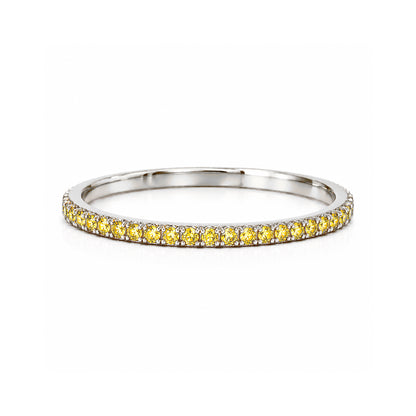 14K Gold Micro Pavé Yellow Sapphire Gemstone Full Eternity Band