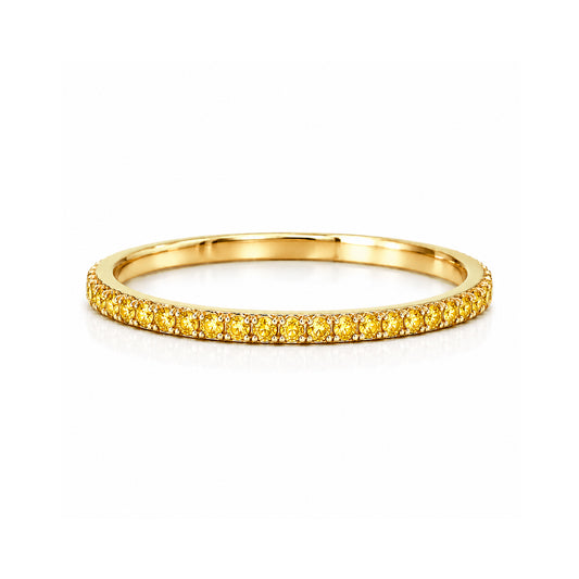 14K Gold Micro Pavé Yellow Sapphire Gemstone Full Eternity Band