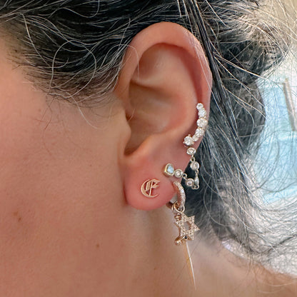 14K Gold Old English Alphabet Letter Initial Stud Earring