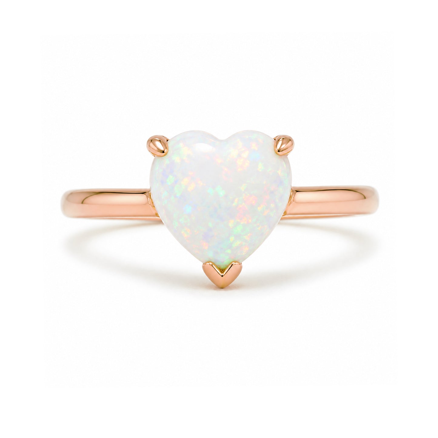 14K Gold Opal Heart Solitaire Ring