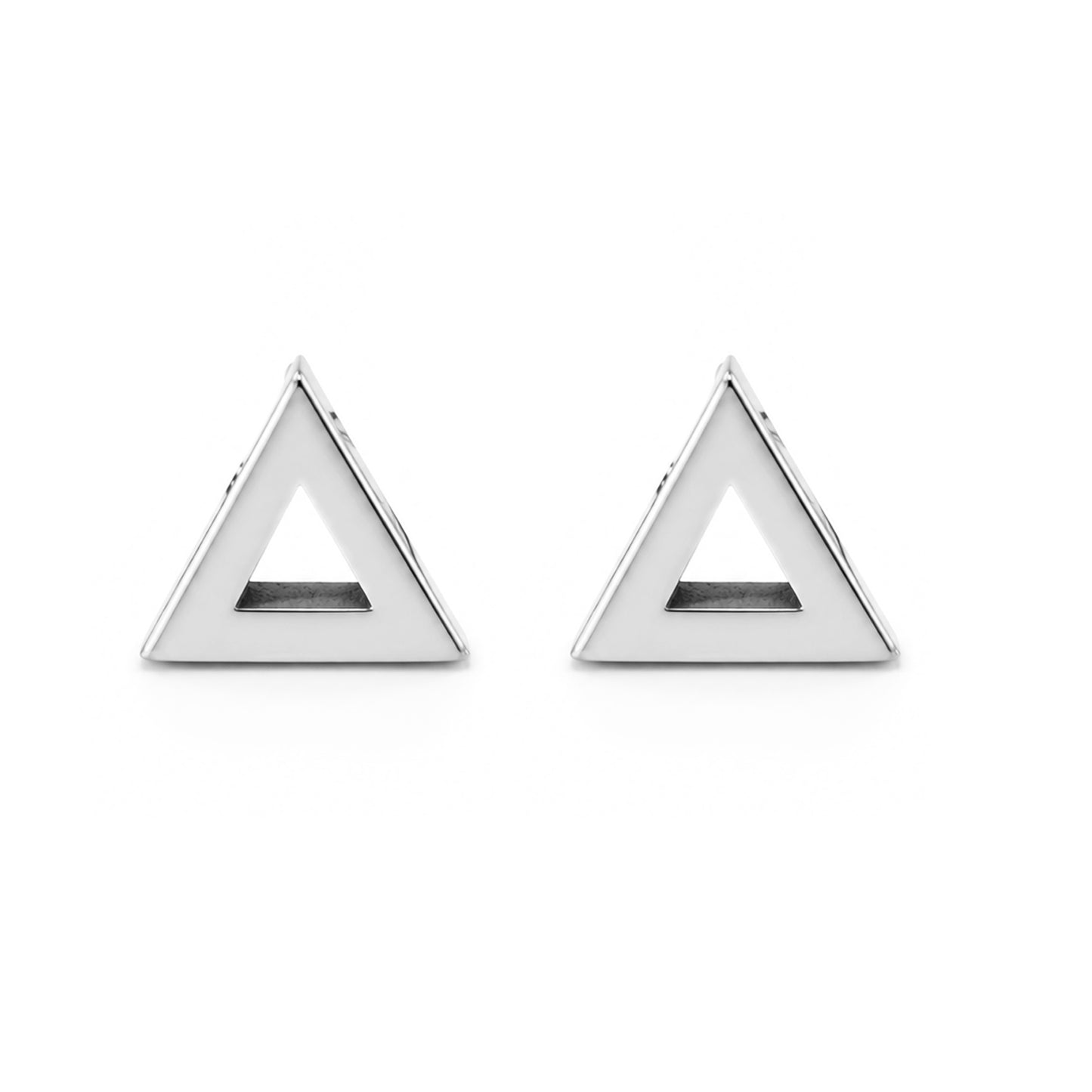 14K Gold Open Triangle Stud Earrings