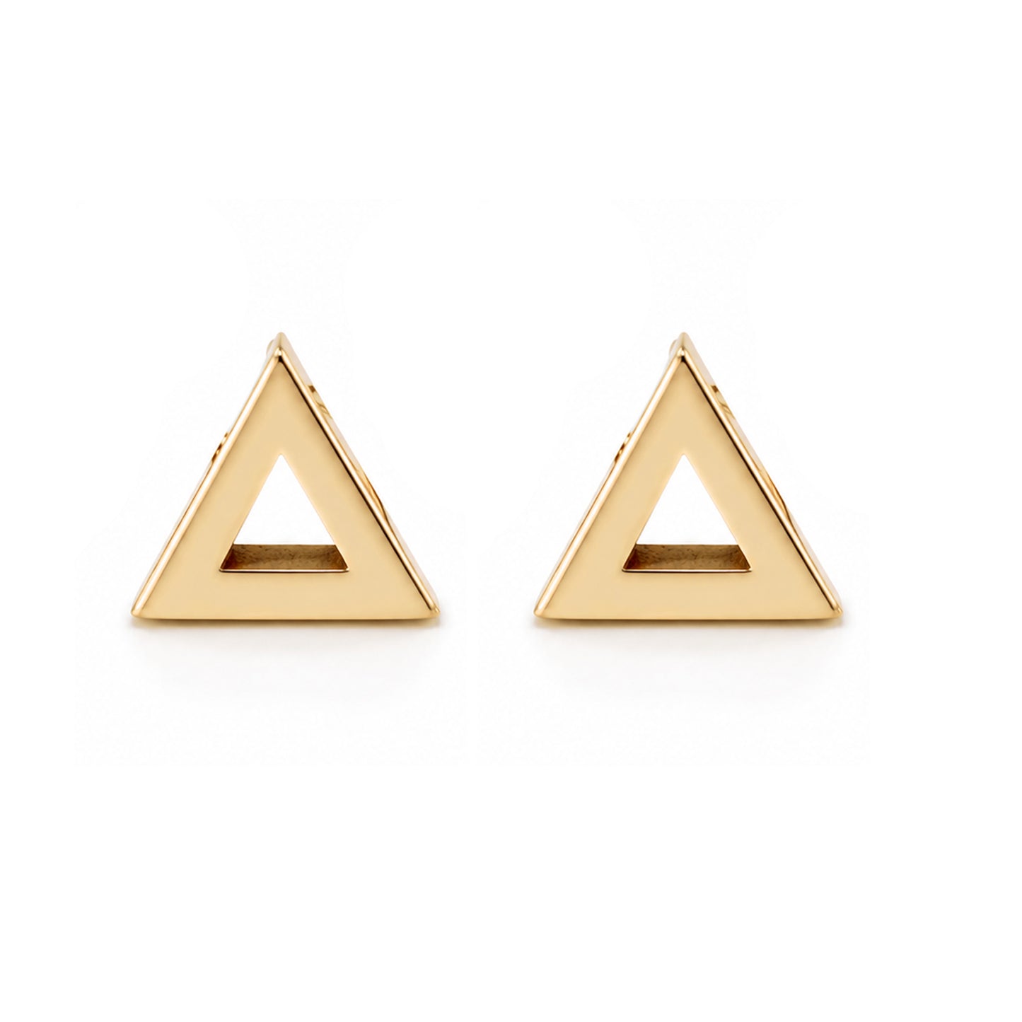 14K Gold Open Triangle Stud Earrings