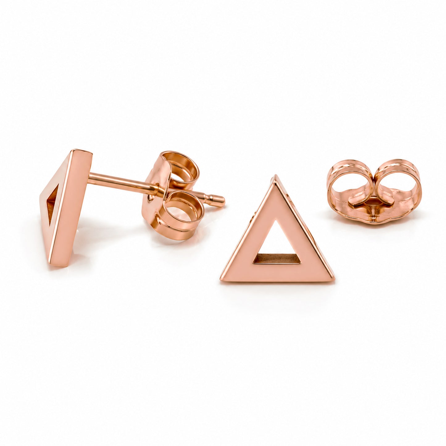 14K Gold Open Triangle Stud Earrings