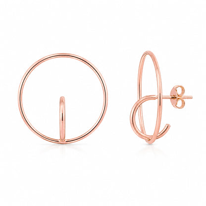 14K Gold Orbit Hoop Stud Earrings