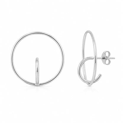 14K Gold Orbit Hoop Stud Earrings