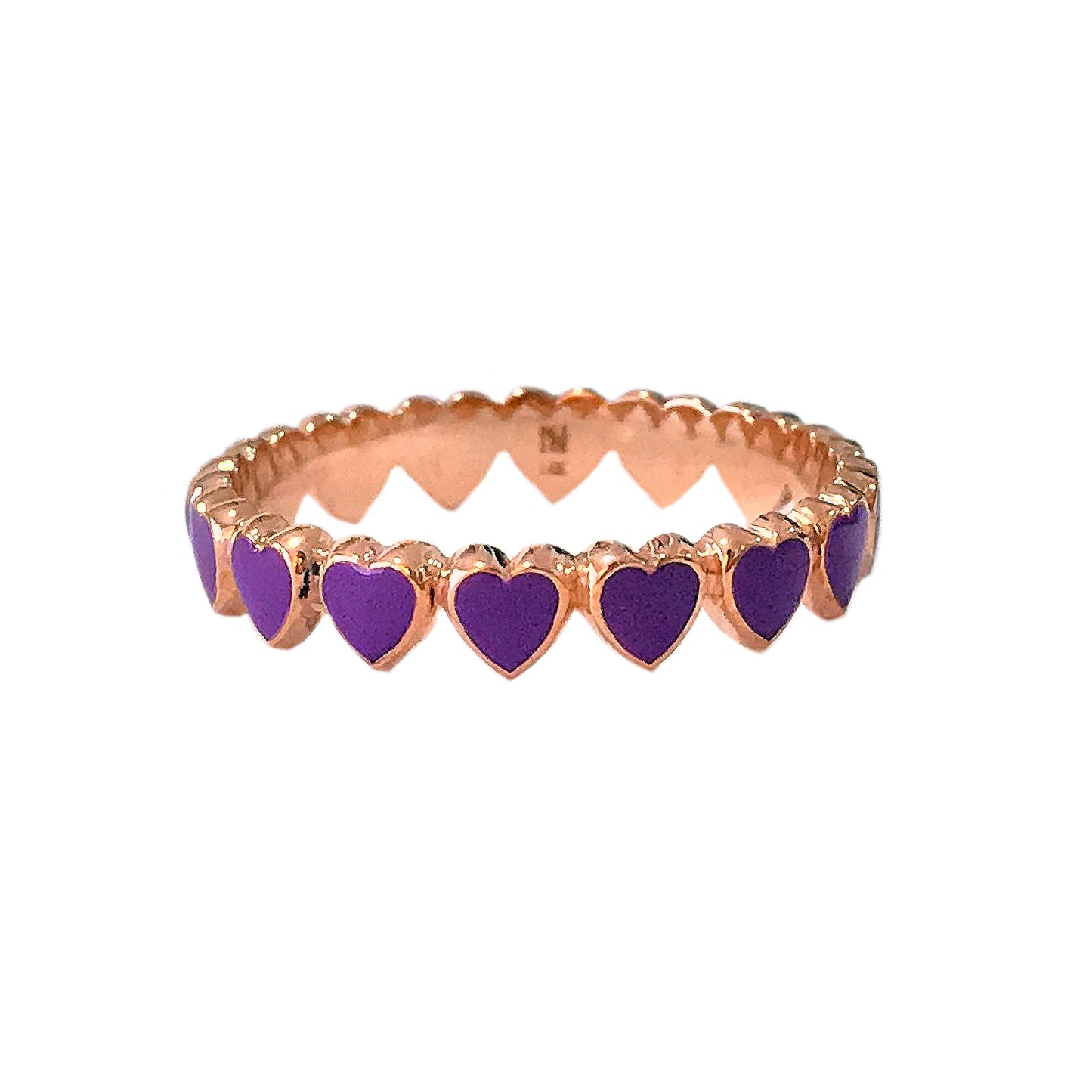14K Gold Colored Enamel Eternal Heart Ring