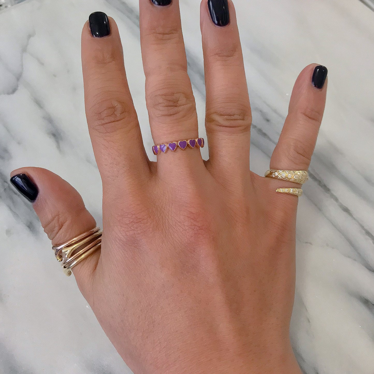 14K Gold Colored Enamel Eternal Heart Ring