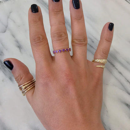 14K Gold Colored Enamel Eternal Heart Ring