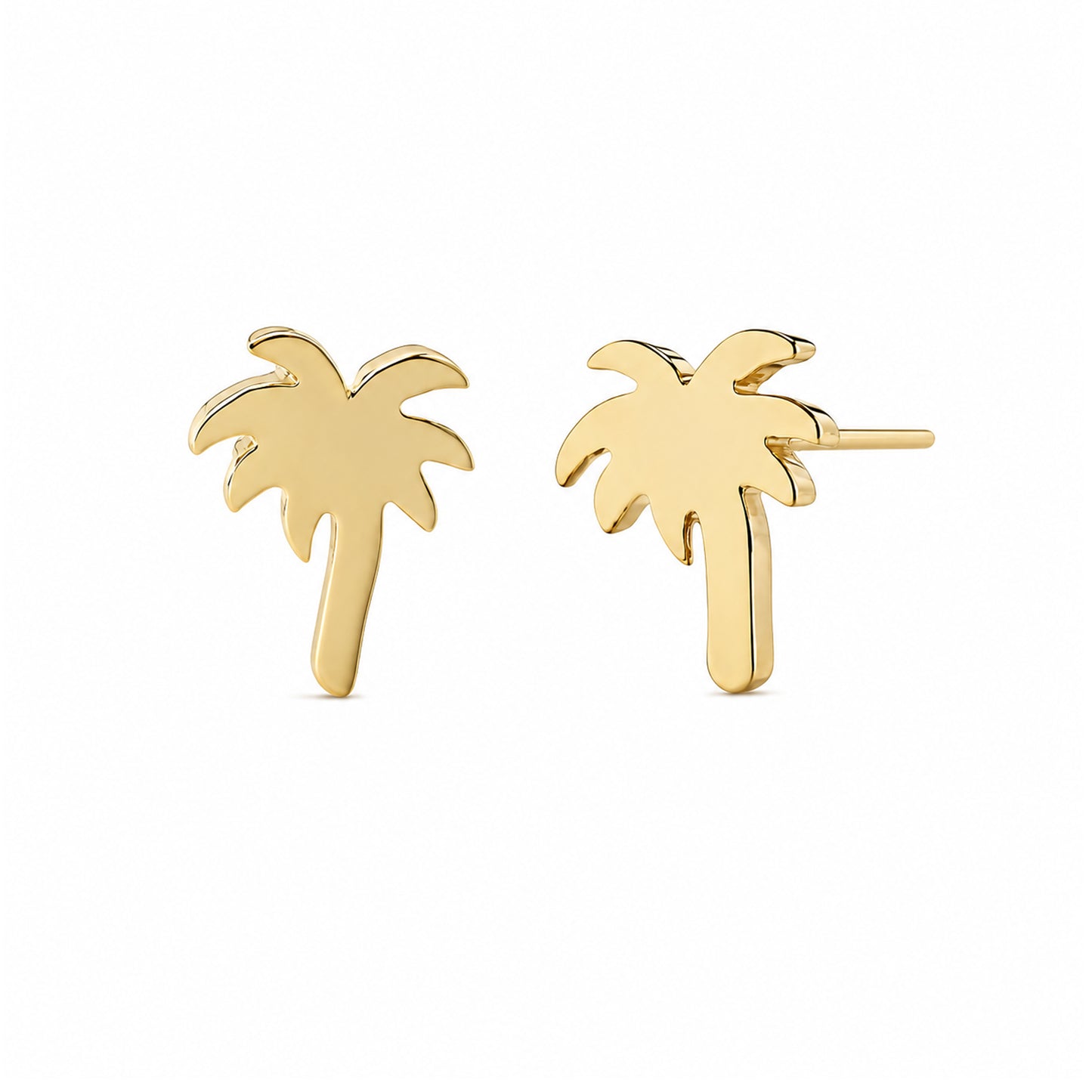 14K Gold Palm Tree Stud Earring