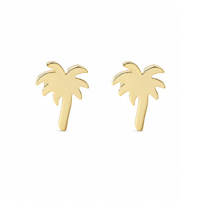 14K Gold Palm Tree Stud Earring