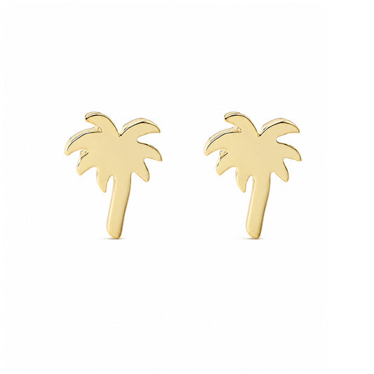 14K Gold Palm Tree Stud Earring