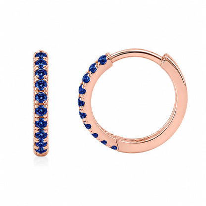 14K Gold Pavé Sapphire Large Size (12mm) Huggie Hoop Earrings