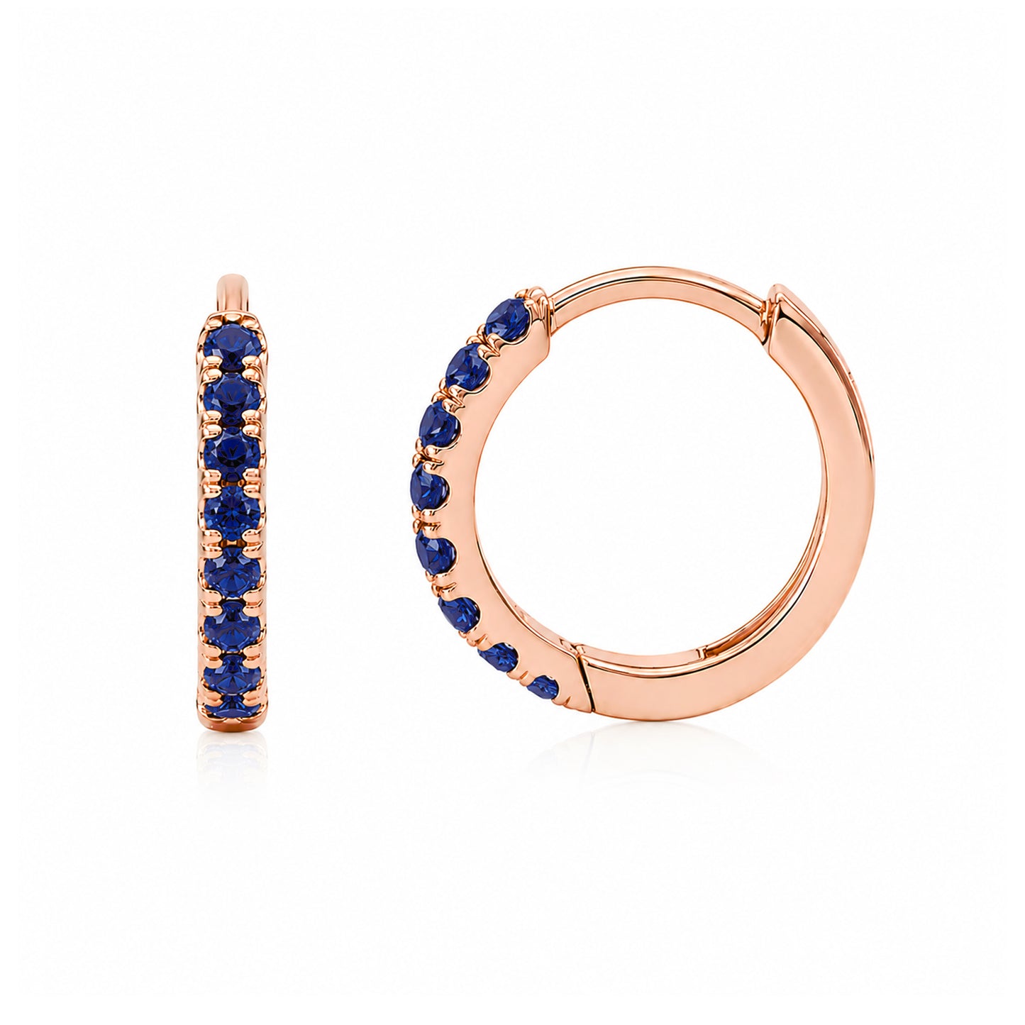 14K Gold Pavé Sapphire Medium Size (10mm) Huggie Hoop Earrings