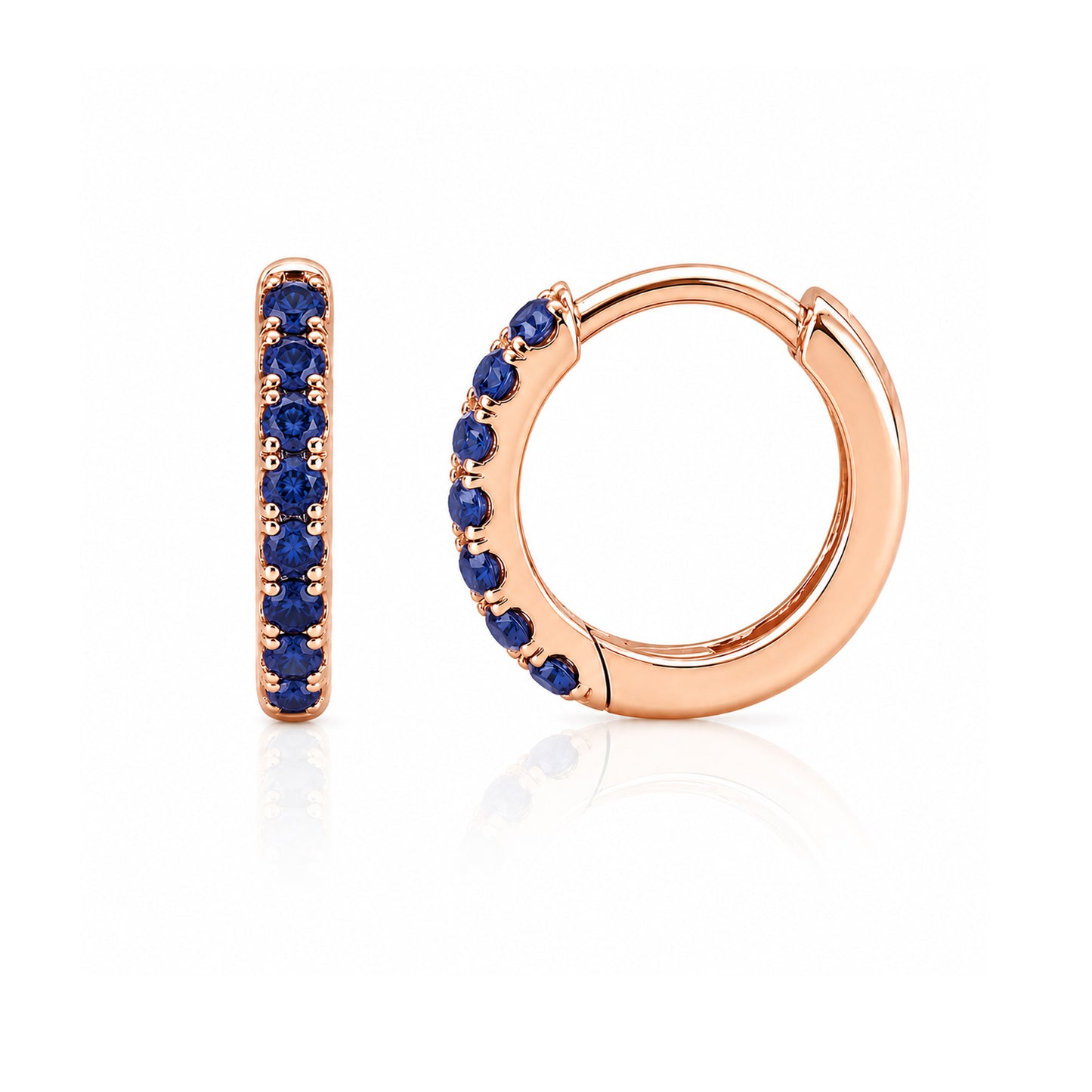 14K Gold Pavé Sapphire Small Size (9mm) Huggie Hoop Earrings