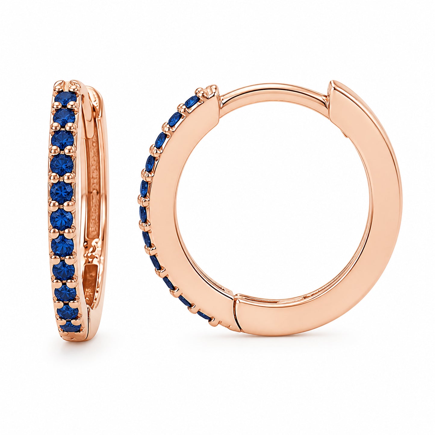 14K Gold Pavé Sapphire XL Size (15mm) Huggie Hoop Earrings