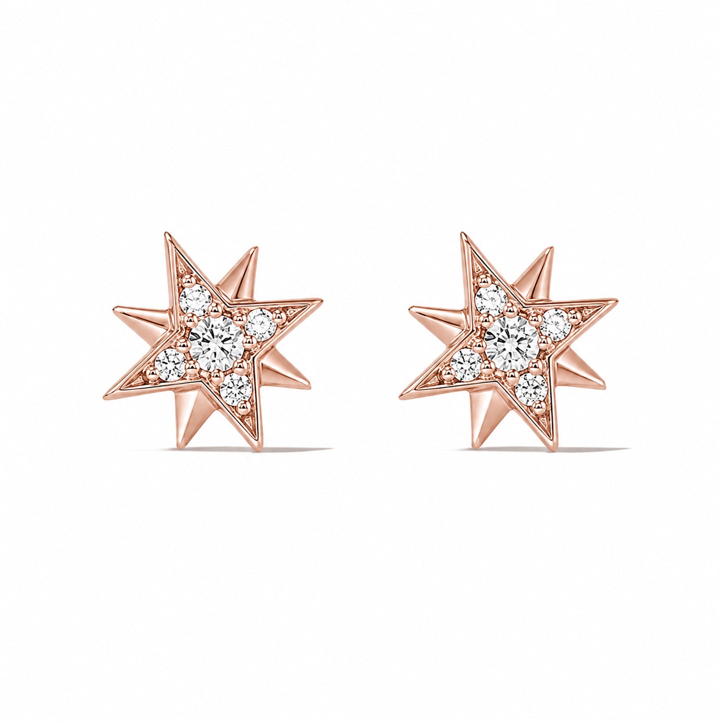 14K Gold Pavé Diamond Starburst Stud Earrings