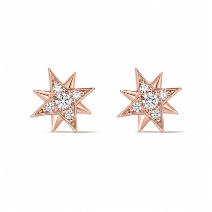 14K Gold Pavé Diamond Starburst Stud Earrings