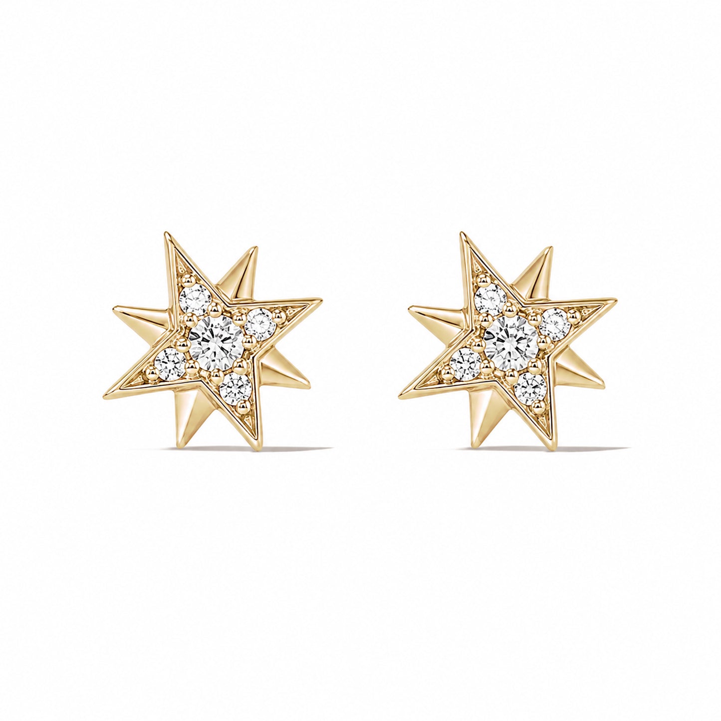14K Gold Pavé Diamond Starburst Stud Earrings