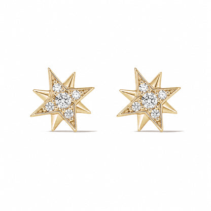 14K Gold Pavé Diamond Starburst Stud Earrings