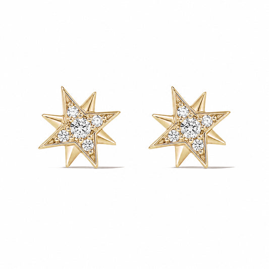 14K Gold Pavé Diamond Starburst Stud Earrings
