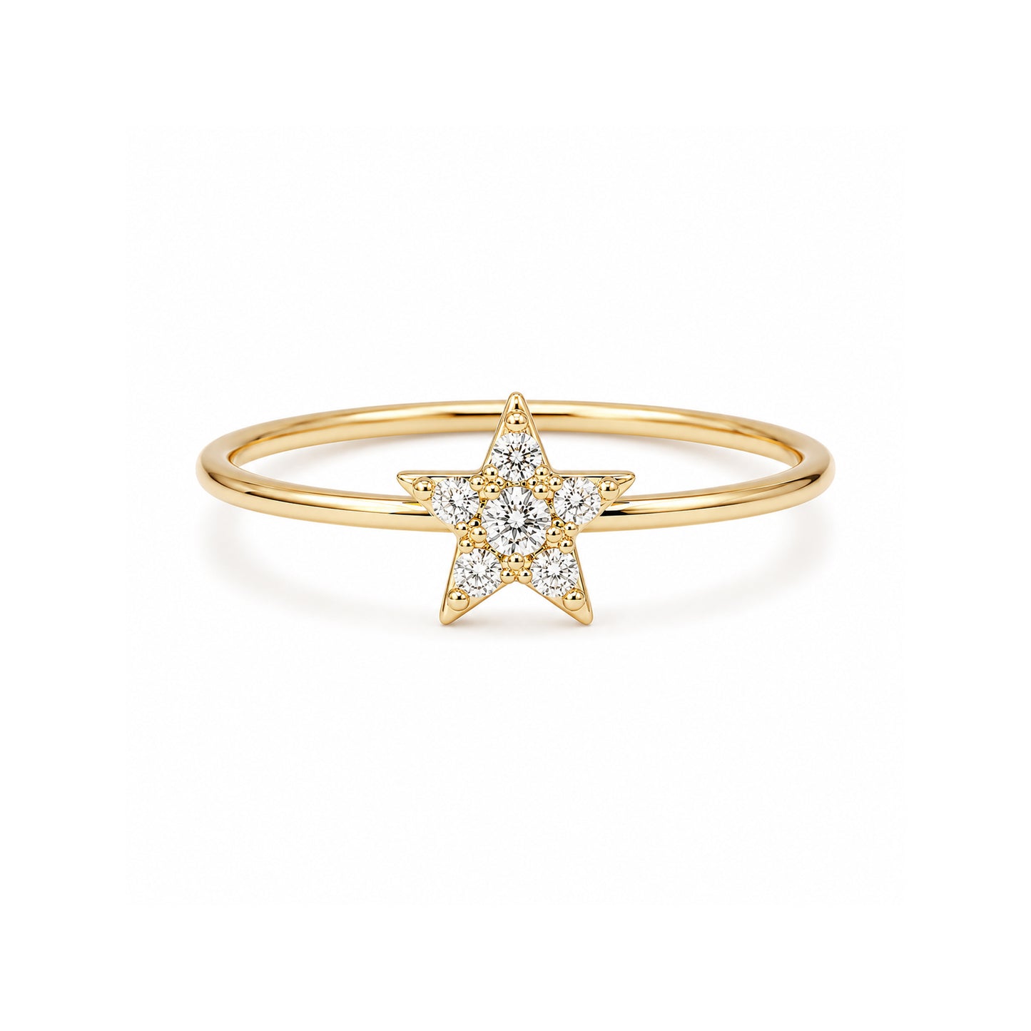14K Gold Pavé Diamond XS Star Ring