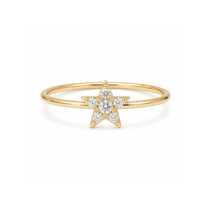 14K Gold Pavé Diamond XS Star Ring