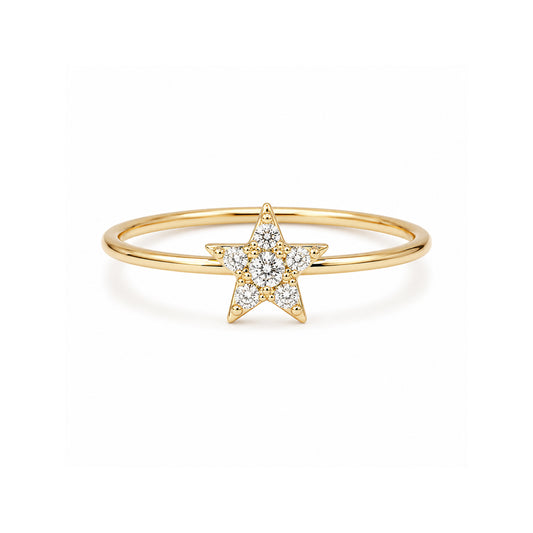 14K Gold Pavé Diamond XS Star Ring