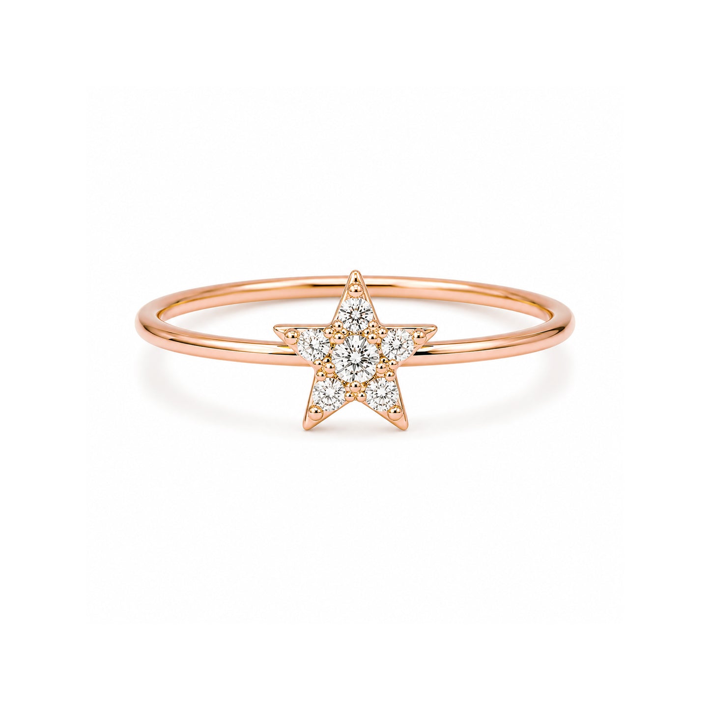 14K Gold Pavé Diamond XS Star Ring