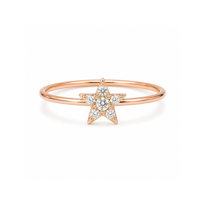 14K Gold Pavé Diamond XS Star Ring