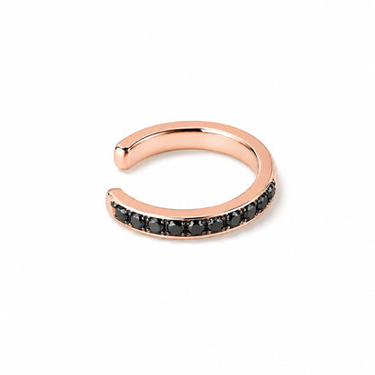 14K Gold Full Pavé Black Diamond Round Hoop Ear Cuff