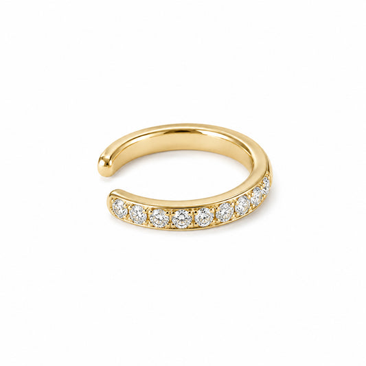 14K Gold Full Pavé Diamond Round Hoop Ear Cuff