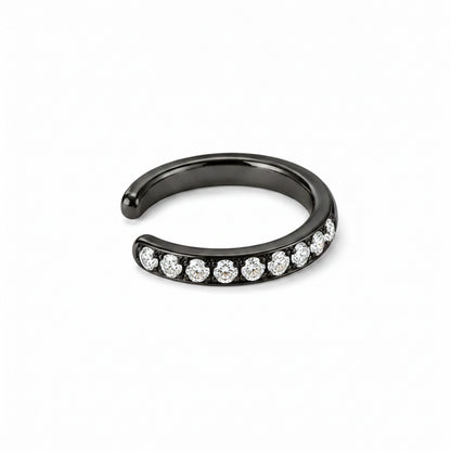 14K Gold Full Pavé Diamond Round Hoop Ear Cuff