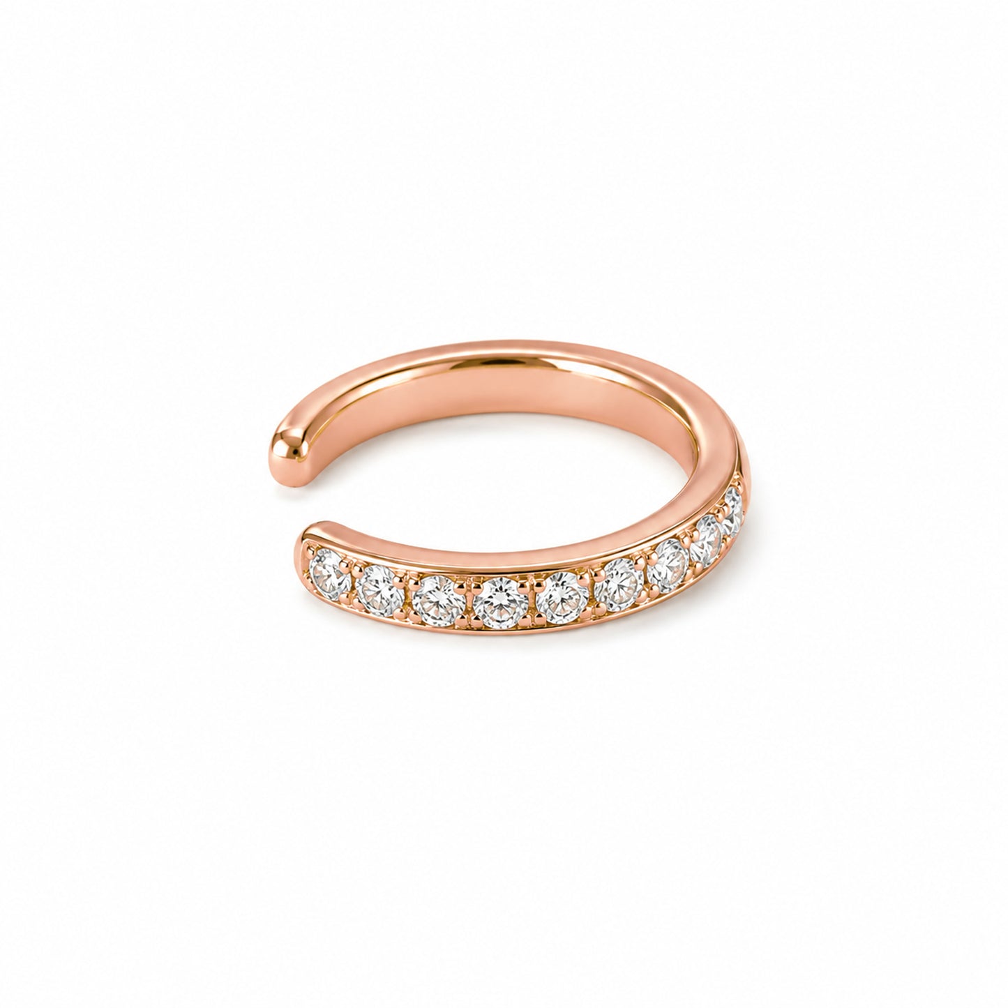 14K Gold Full Pavé Diamond Round Hoop Ear Cuff