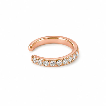 14K Gold Full Pavé Diamond Round Hoop Ear Cuff