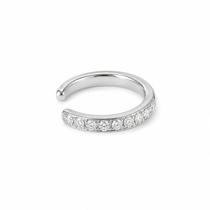 14K Gold Full Pavé Diamond Round Hoop Ear Cuff