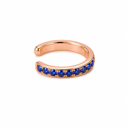 14K Gold Full Pavé Sapphire Round Hoop Ear Cuff