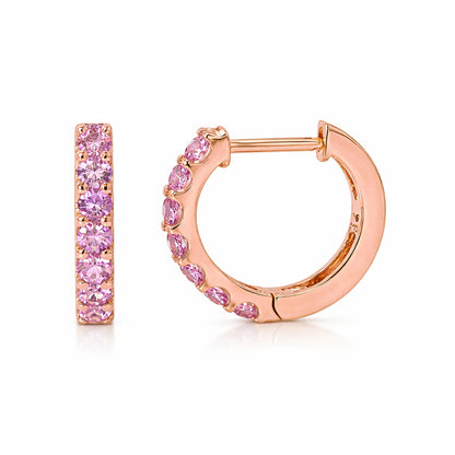 14K Gold Purple Sapphire Thick Huggie Hoop Earrings (11.5mm x 8.25mm)