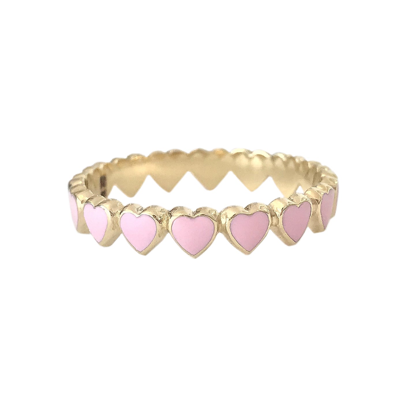 14K Gold Colored Enamel Eternal Heart Ring