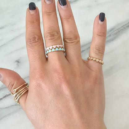 14K Gold Colored Enamel Eternal Heart Ring