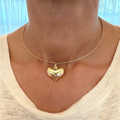 14K Gold Puffy Heart Charm Pendant