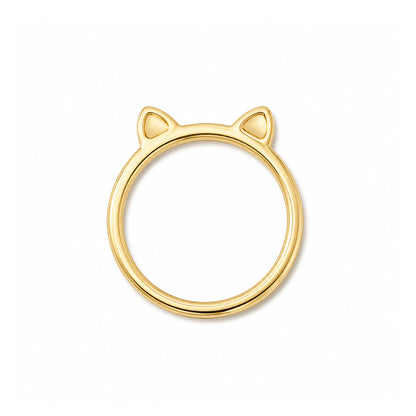 14K Gold Kitty Cat Ears Ring