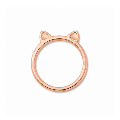 14K Gold Kitty Cat Ears Ring