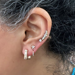 14K Gold Thick Rectangle Huggie Hoop Earrings