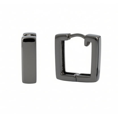 14K Gold Thick Rectangle Huggie Hoop Earrings