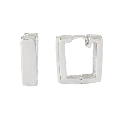 14K Gold Thick Rectangle Huggie Hoop Earrings