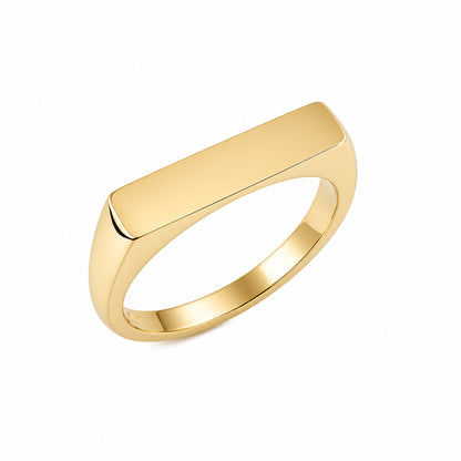 14K Gold Engravable Rectangle Signet Ring, Small Size